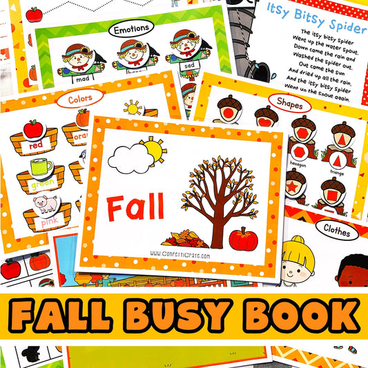 Fall busy book printables for preschoolers. You will love these fall learning activities for preschoolers and toddlers.
