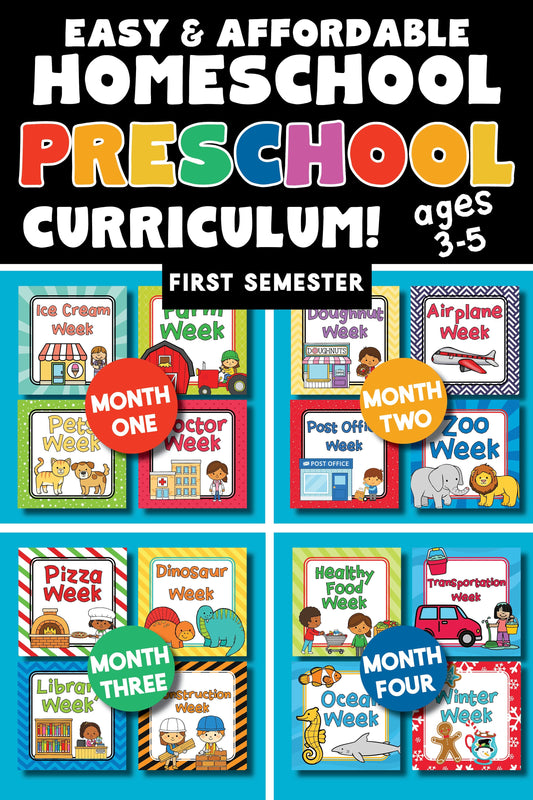 Homeschool preschool curriculum that is easy and affordable. Each weekly themed unit has an activity for science, math, literacy, and art. It has an additional skill activity and a dramatic play idea. www.confetticrate.com