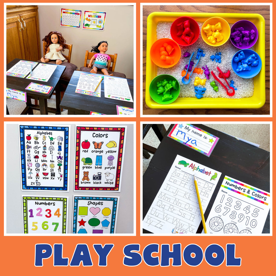 Playing school pretend printables for preschoolers.