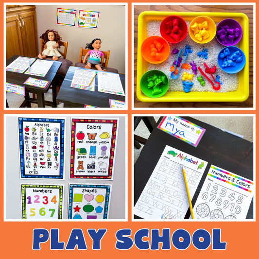 Playing school pretend printables for preschoolers.