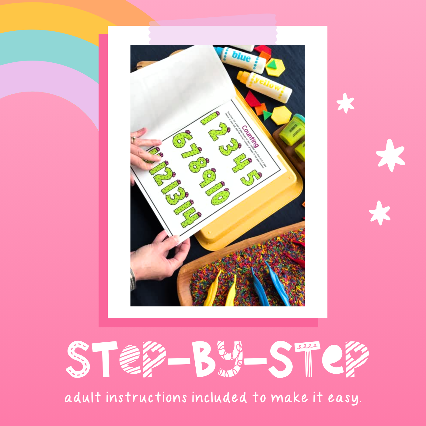 Printed summer preschool curriculum for children aged 3-5 to get them ready for Kindergarten.
