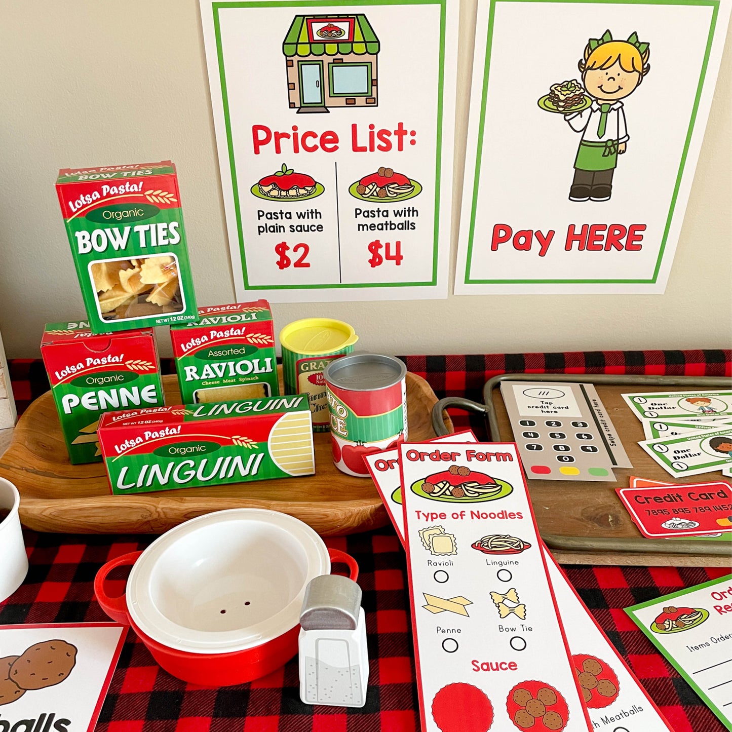 Spaghetti Restaurant Pretend Play - Printable PDF