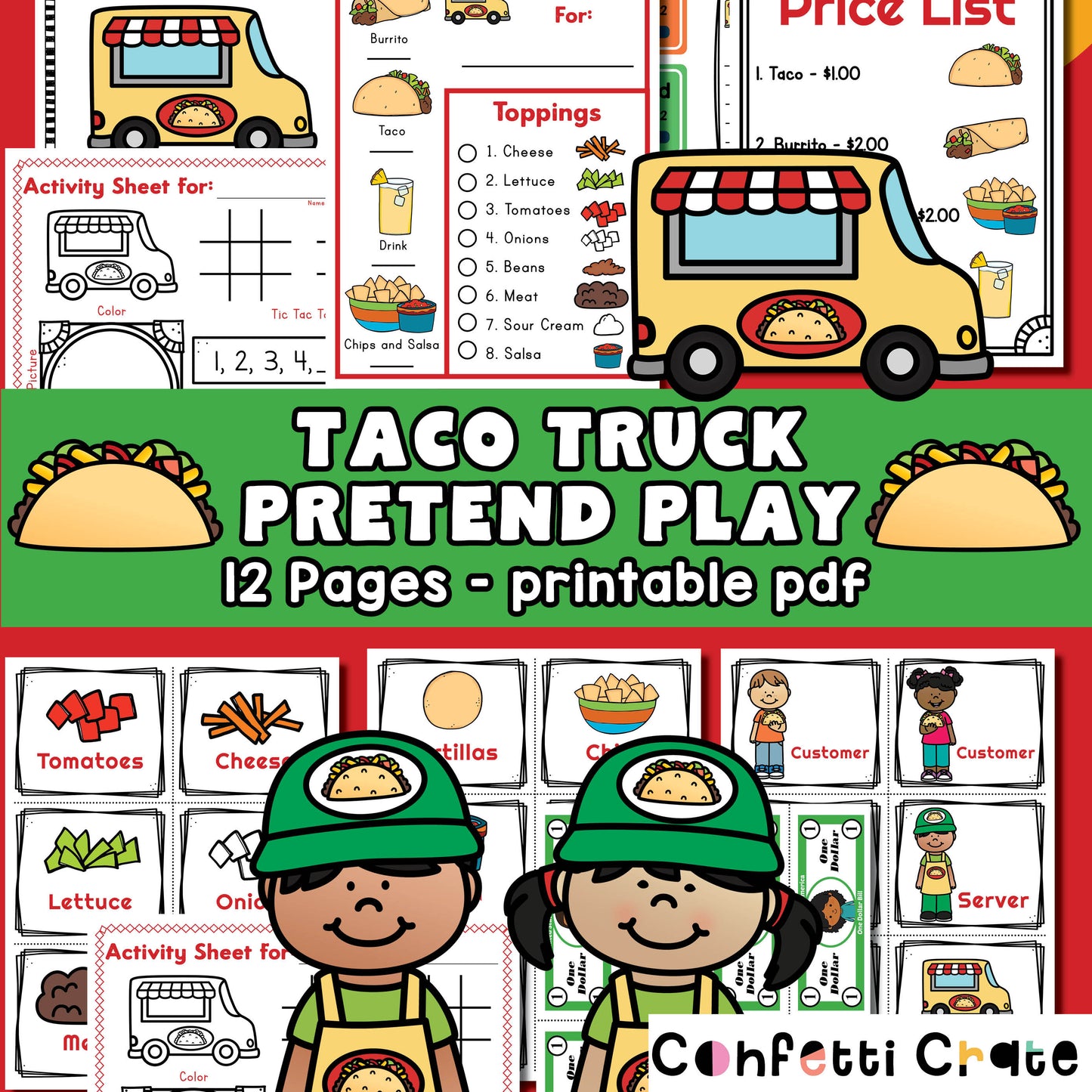 Taco Truck Pretend Play - Printable PDF