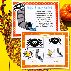 13 fall learning activities for your preschooler in this fall printable busy book! Includes 20 printable pages that include these activities 1. colors 2. emotions 3. clothes for fall 4. shapes 5. sizes 6. letters - uppercase 7. patterns 8. puzzle 9. name 10. trace lines 11. categorize 12. Itsy Bitsy Spider song 13. play dough mat
