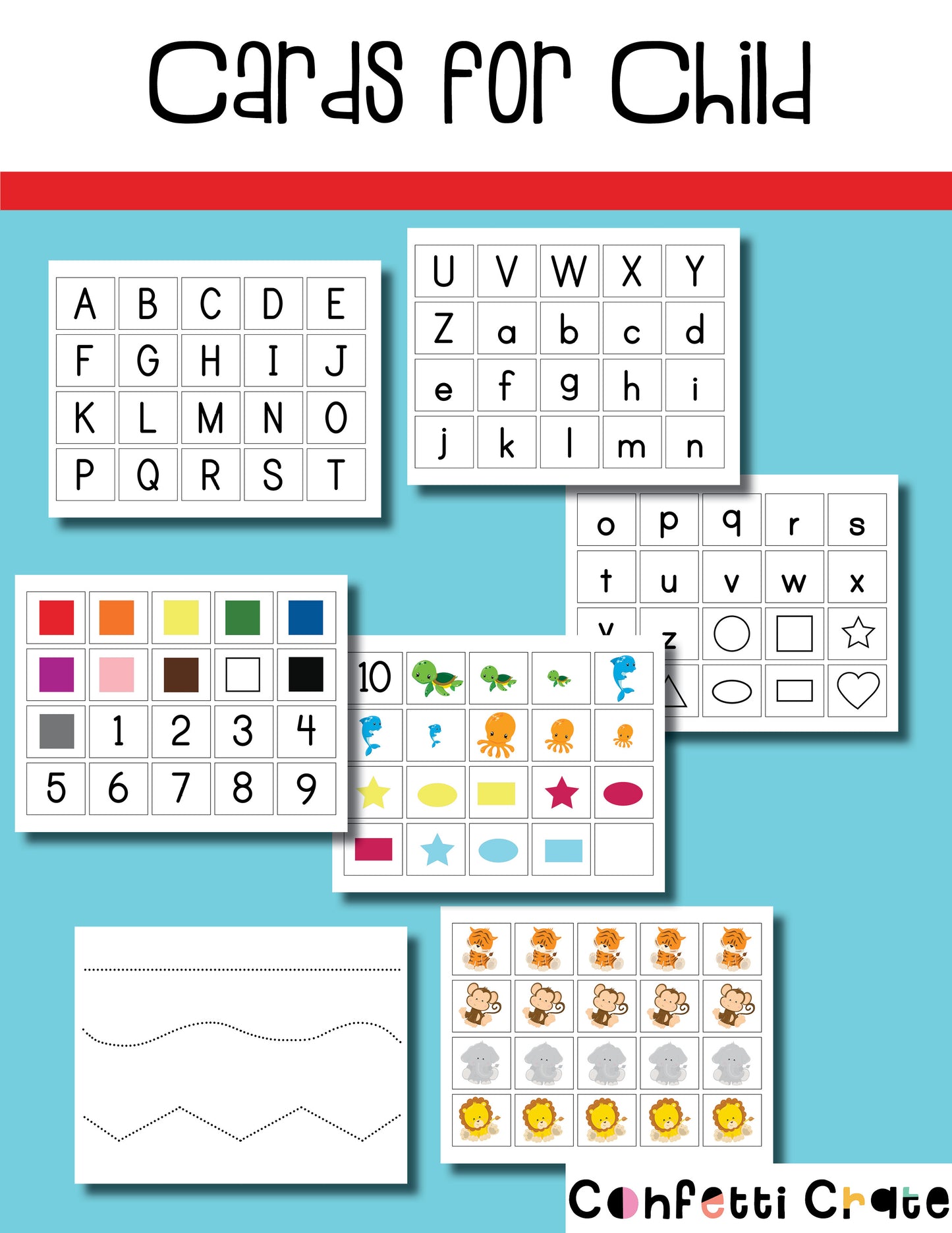 Preschool Assessment Forms with Cards for the Child These assessment sheets assess the child’s ability with: Letters Shapes Colors Letter Sounds Numbers Misc. other questions. www.confetticrate.com