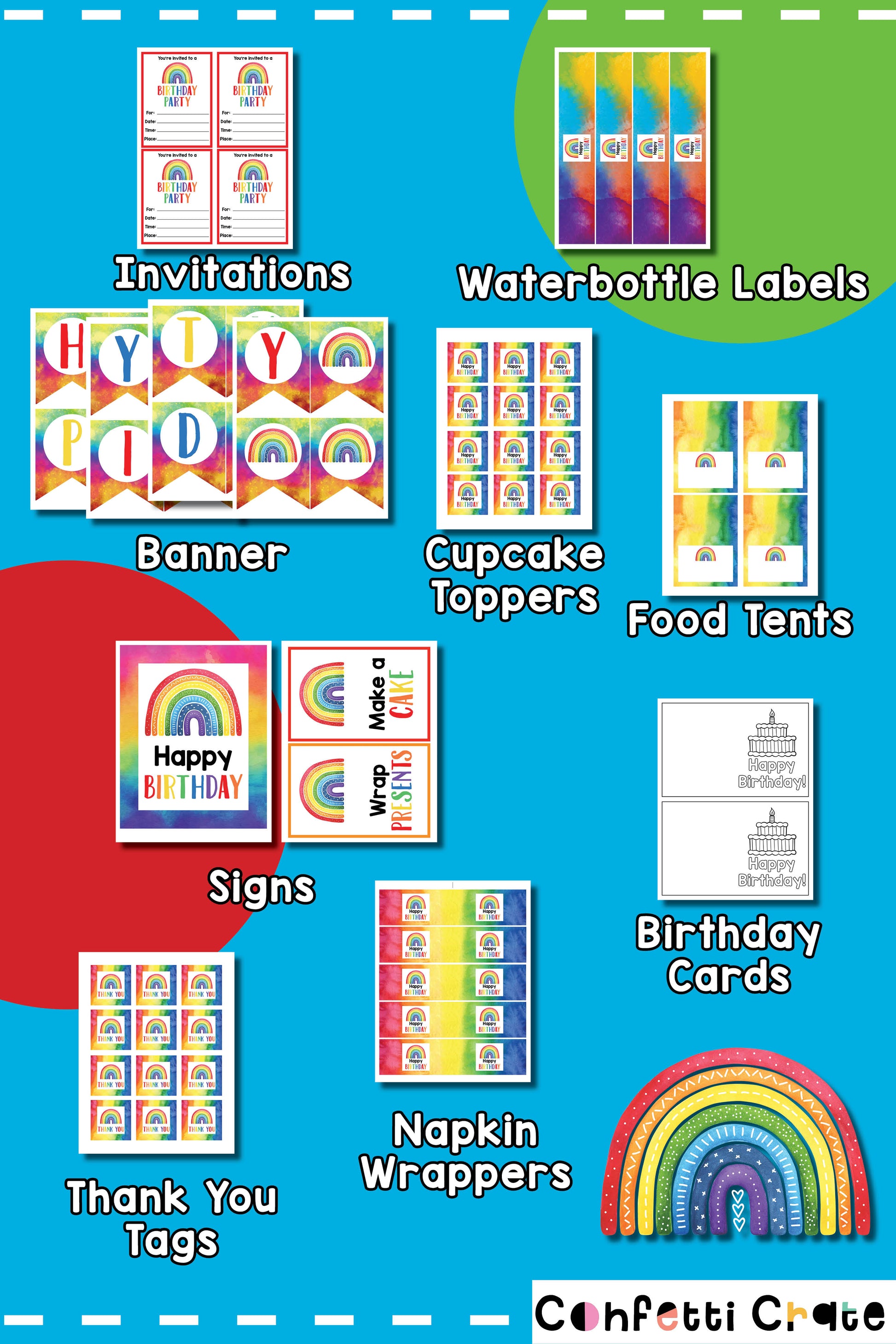 Birthday party pretend play printables.