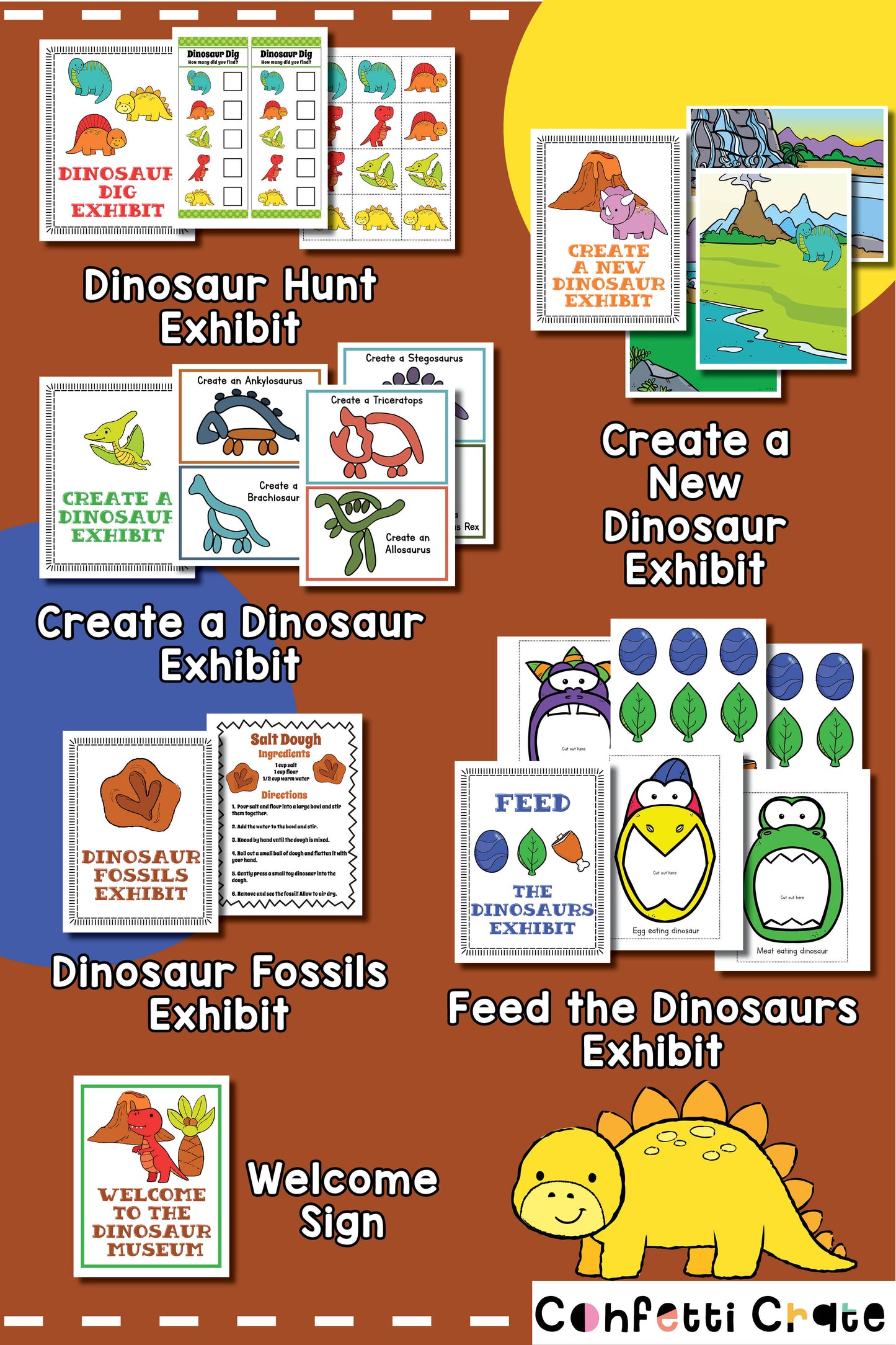 Dinosaur museum pretend play printables for kids.