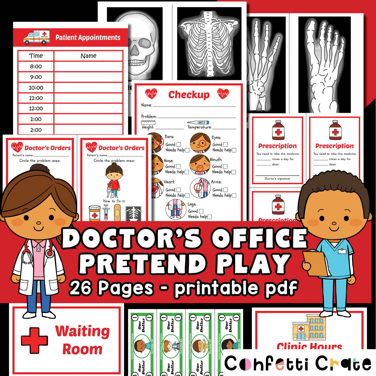 Doctor Play Pack Printable PDF Confetti Crate