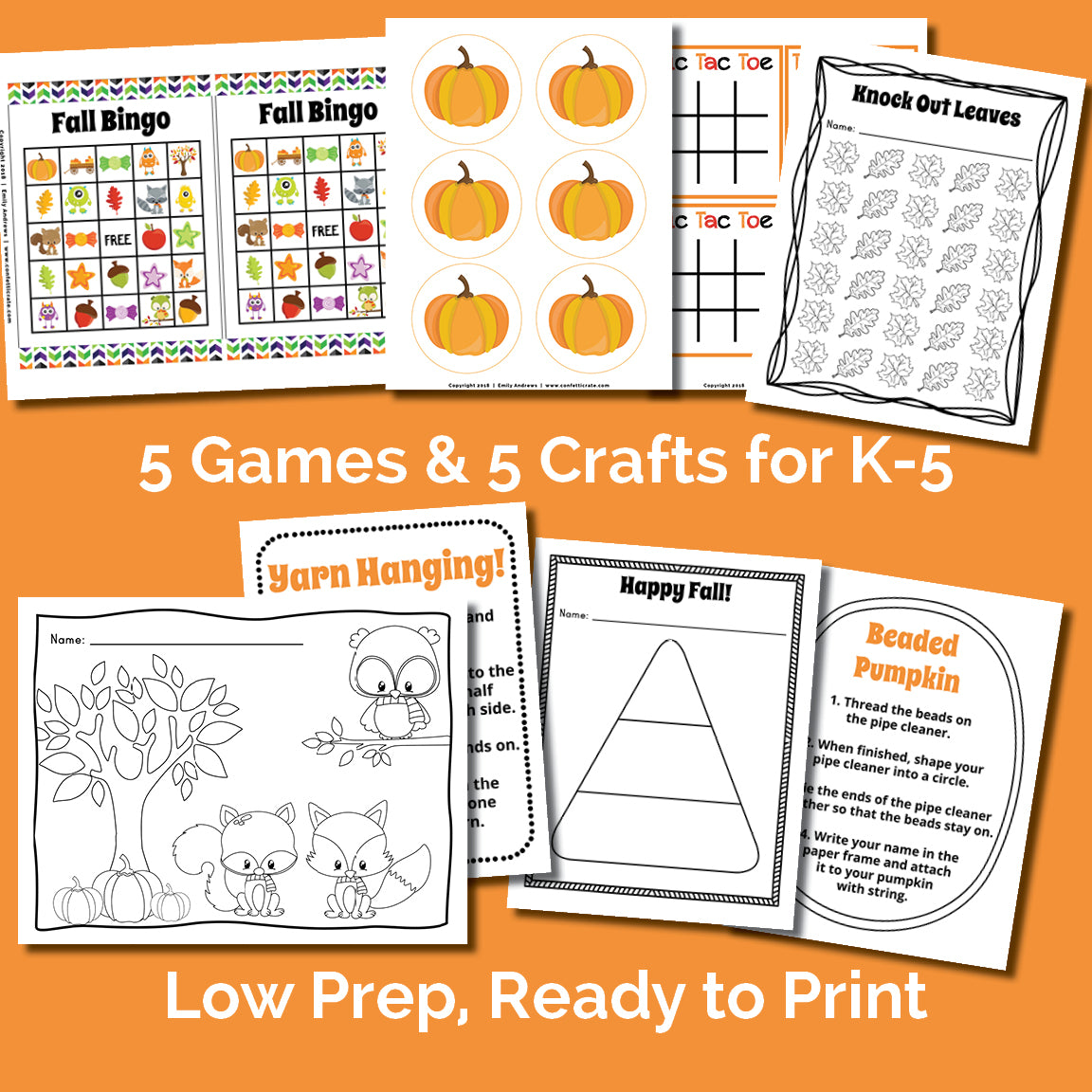 This pack has 5 crafts and 5 games for fall parties for classrooms from Kindergarten to 5th grade! You can use this pack as a parent volunteer or a classroom teacher to create a party with stations to rotate around. BONUS: There is a FREE November bulletin board idea that uses one of the crafts from the pack!