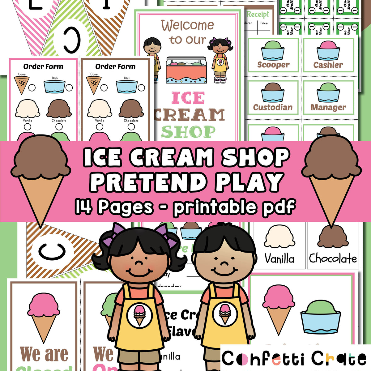 Ice Cream Shop Play Pack Printable PDF Confetti Crate
