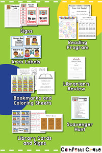 Library pretend play printables for kids.