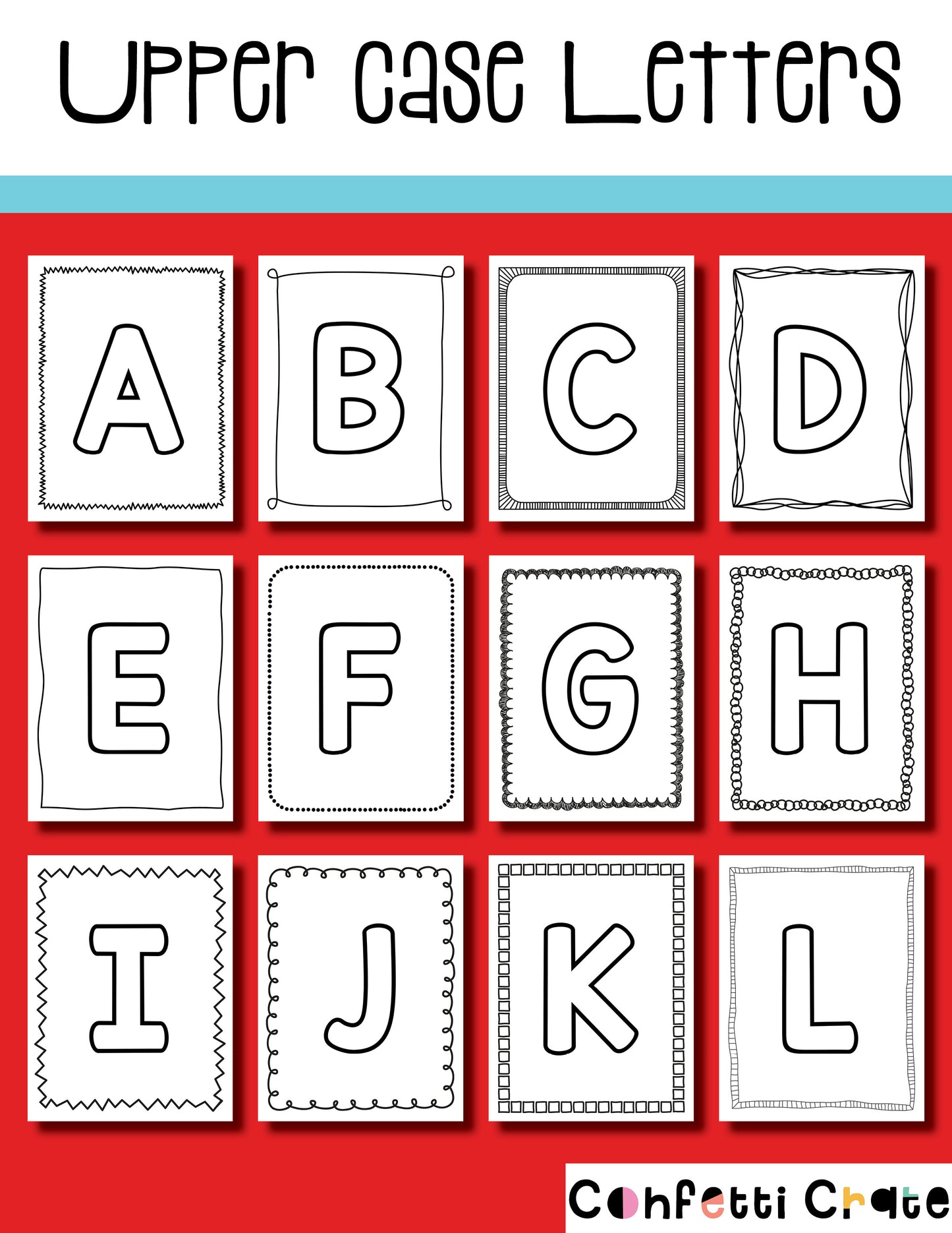 Preschool Alphabet Books with Upper Case and Lower Case Letters Outlined ABC books for the preschooler or Kindergartner to color or use in crafting projects. www.confetticrate.com