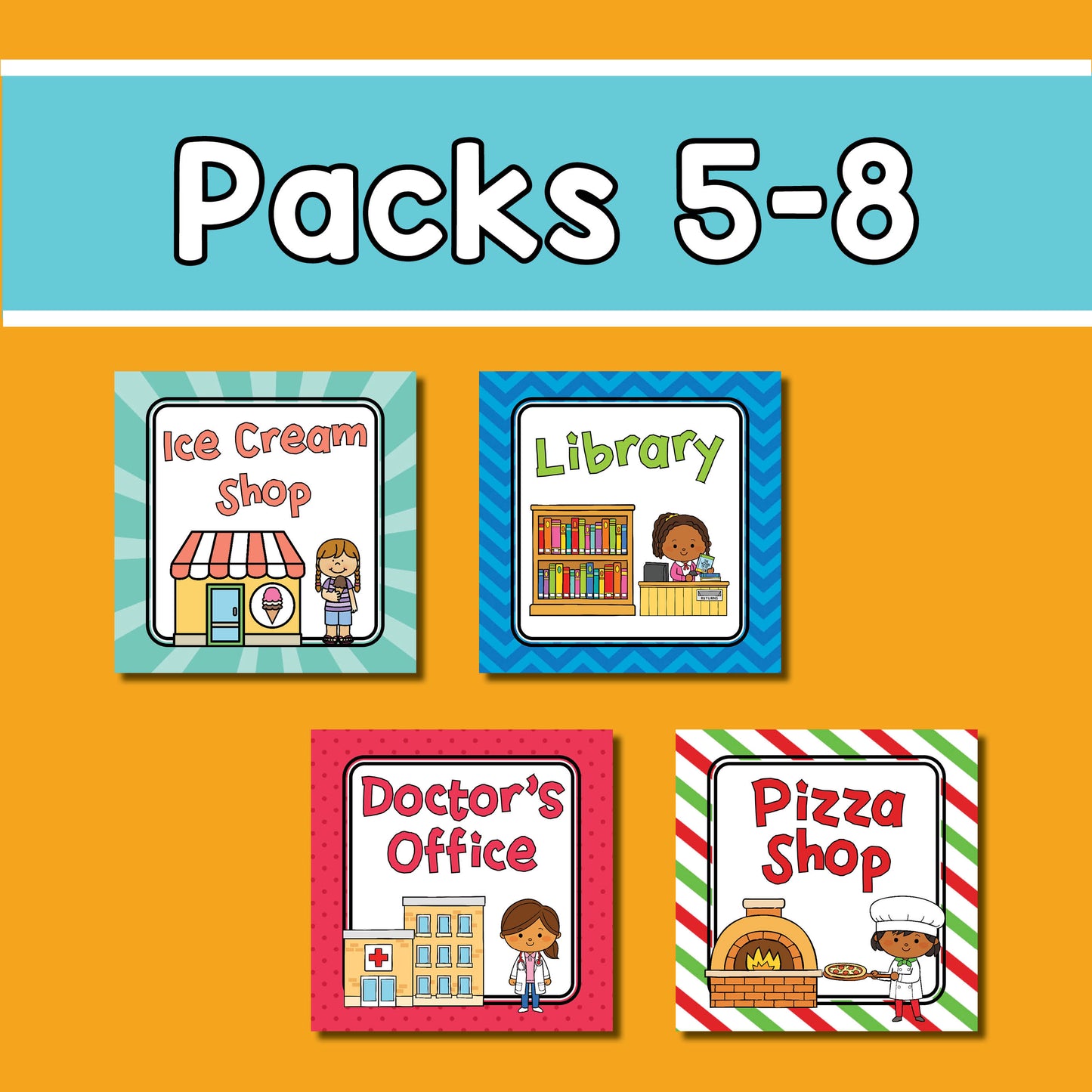 Kids pretend play printables bundle includes the printable files for 16 pretend play packs. Your kids will spend hours in screen free play! They will have so much fun too!