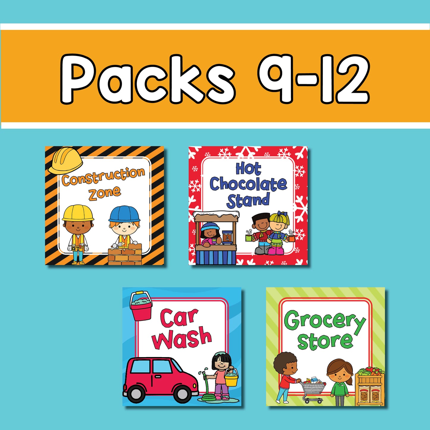 Kids pretend play printables bundle includes the printable files for 16 pretend play packs. Your kids will spend hours in screen free play! They will have so much fun too!