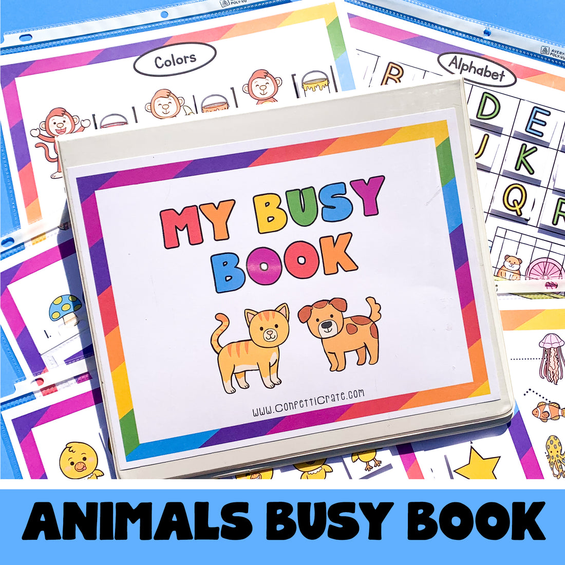 Animals busy book printable activities for your preschooler! This includes 17 pages.   Includes an activity for: 1. colors 2. emotions 3. shapes 4. alphabet 5. tracing 6. size 7. patterns 8. puzzles 9. all about me 10. counting 11. play dough mat  