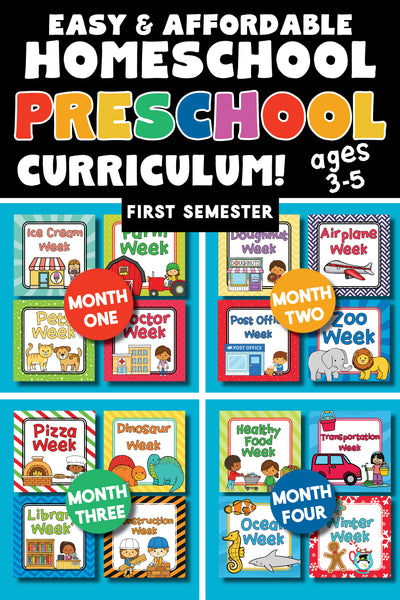 16 weeks of Homeschool Preschool Curriculum, print and you're ready!
