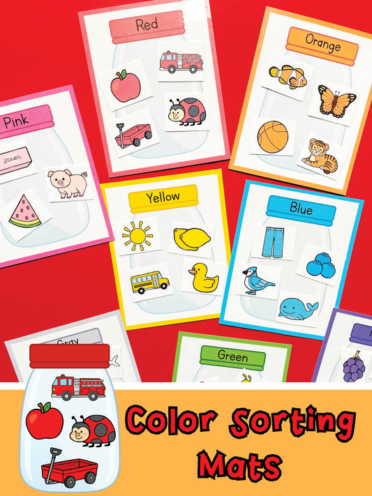 Color sorting preschool activity. 