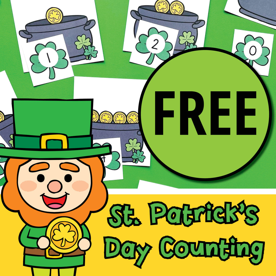 FREE printable counting activity for preschoolers. You can also turn it into a fine motor activity by having your preschooler use tweezers to place pom poms onto the pot of gold. 