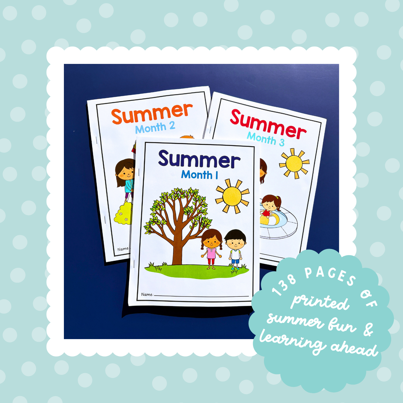 Printed summer preschool curriculum for children aged 3-5 to get them ready for Kindergarten. 