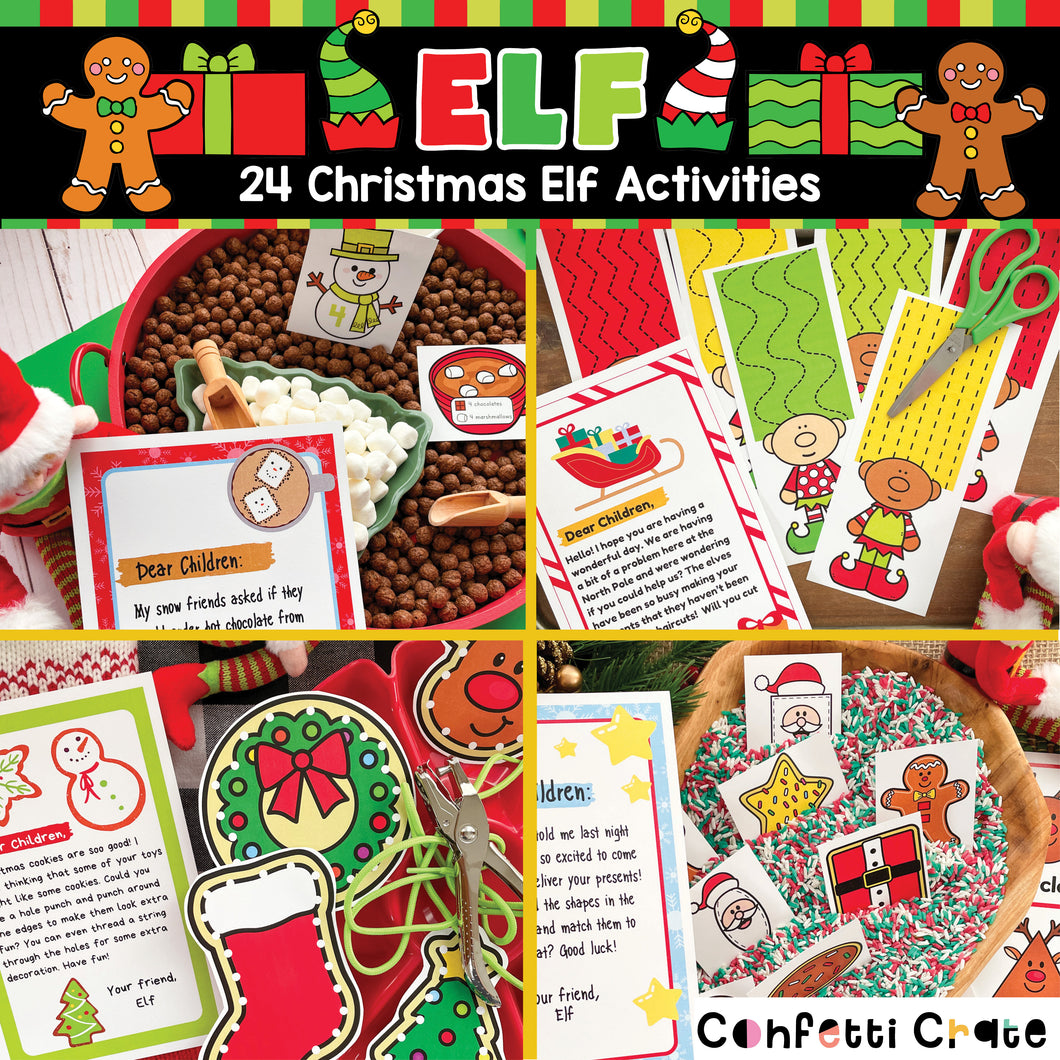 Christmas Elf Printables for Preschoolers - 24 Daily Activities and Elf Letters