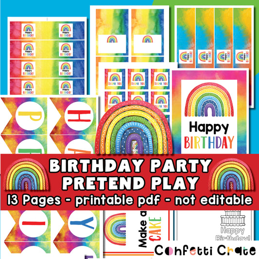 Birthday Party Pretend Play - Printable PDF