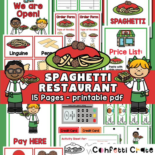 Spaghetti Restaurant Pretend Play - Printable PDF