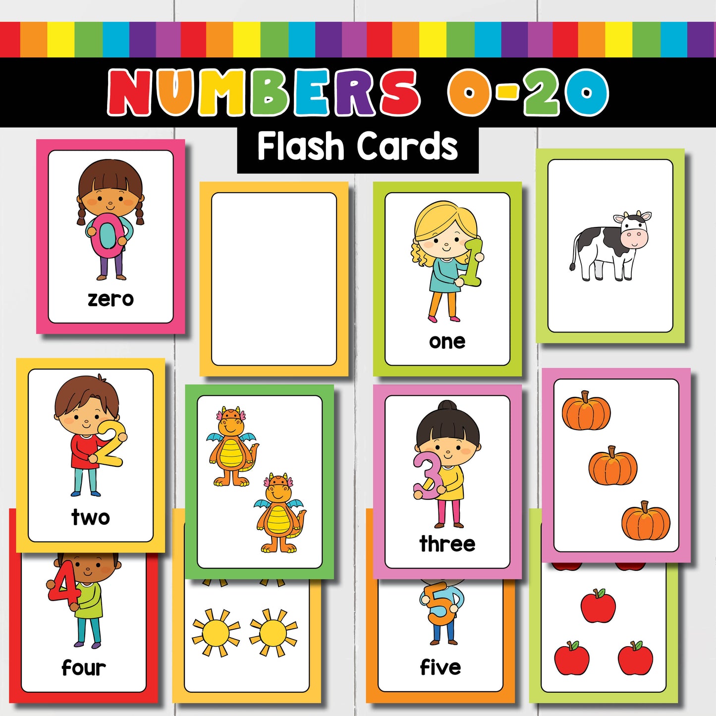 Number Flash Cards for kids printable