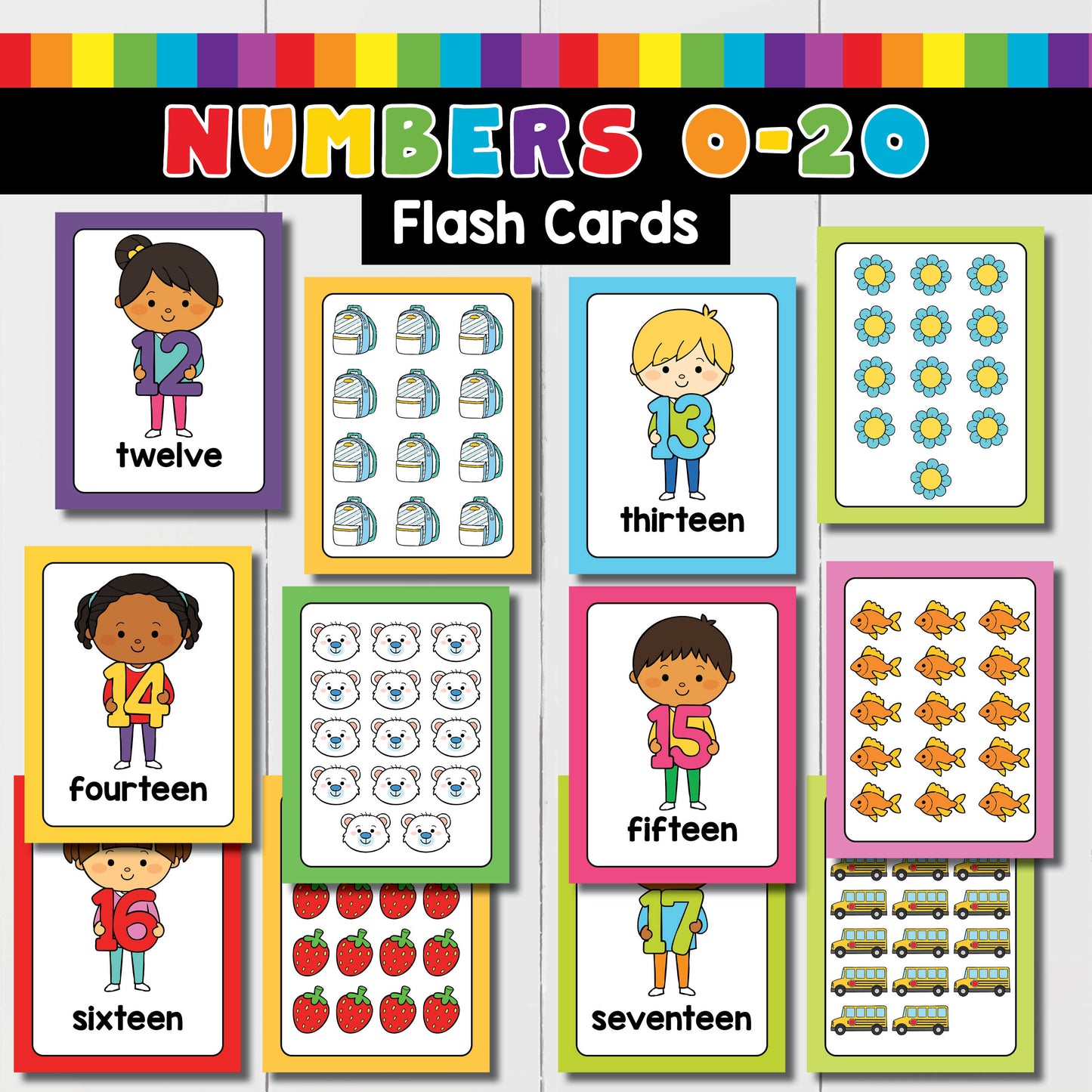 Number Flash Cards for kids printable