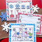 11 Preschool winter learning educational activities! This includes 19 pages.  Includes an activity for: 1. Colors 2. Emotions 3. Clothes for winter 4. Shapes 5. Alphabet 6. Patterns 7. Size 8. Puzzle 9. Tracing 10. Matching 11. Play dough mat *Winter cover page