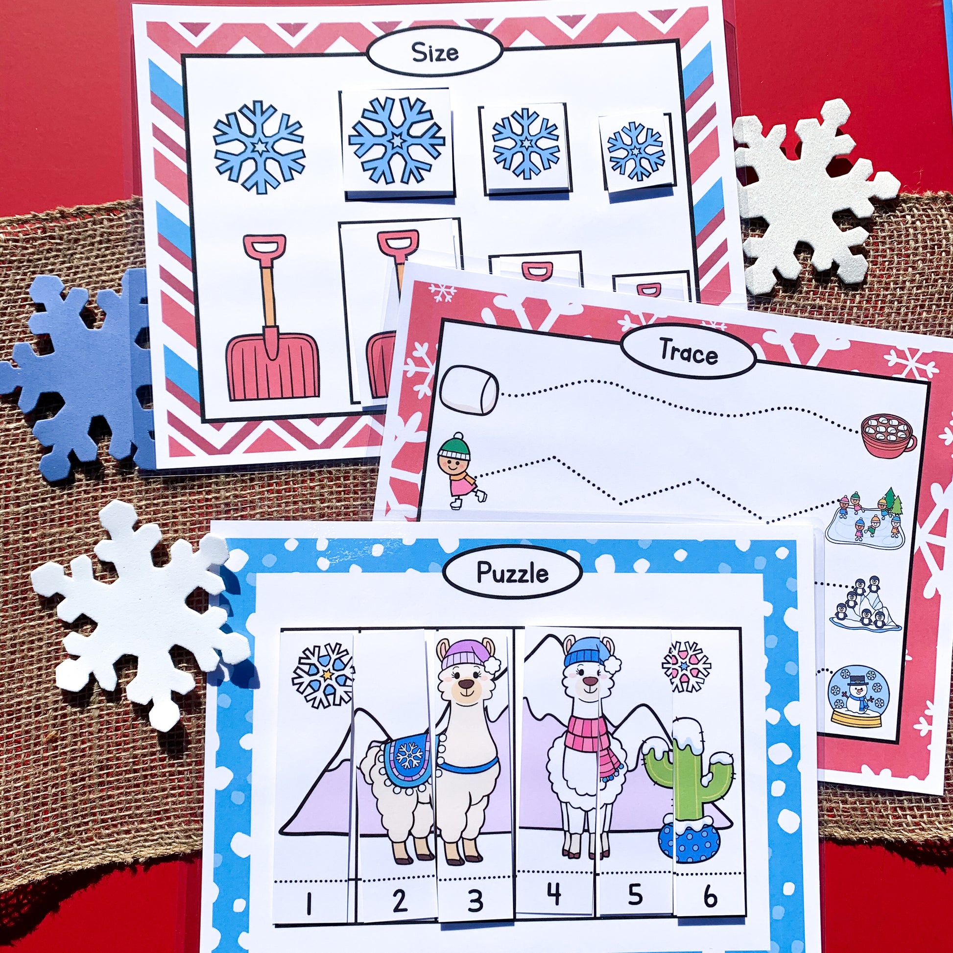 11 Preschool winter learning educational activities! This includes 19 pages.  Includes an activity for: 1. Colors 2. Emotions 3. Clothes for winter 4. Shapes 5. Alphabet 6. Patterns 7. Size 8. Puzzle 9. Tracing 10. Matching 11. Play dough mat *Winter cover page