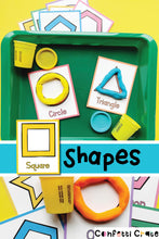 Load image into Gallery viewer, Preschool shapes play dough mats printable pdf file. 
