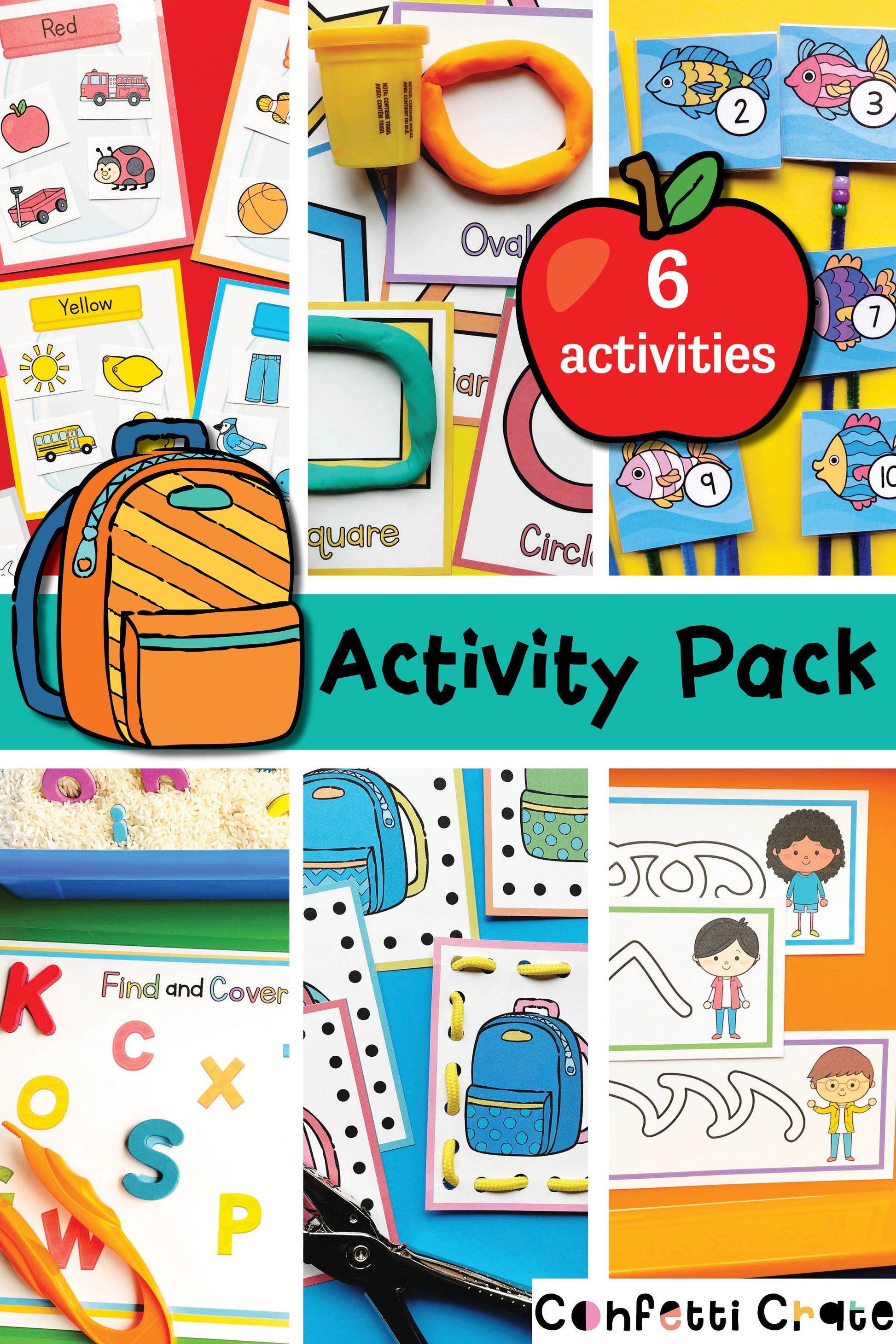 Preschool educational printable activities! These can be used as preschool centers. This includes 16 printable pages. Math, literacy and fine motor  skills.