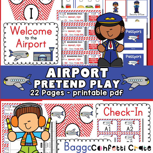 Airport pretend play printables. 