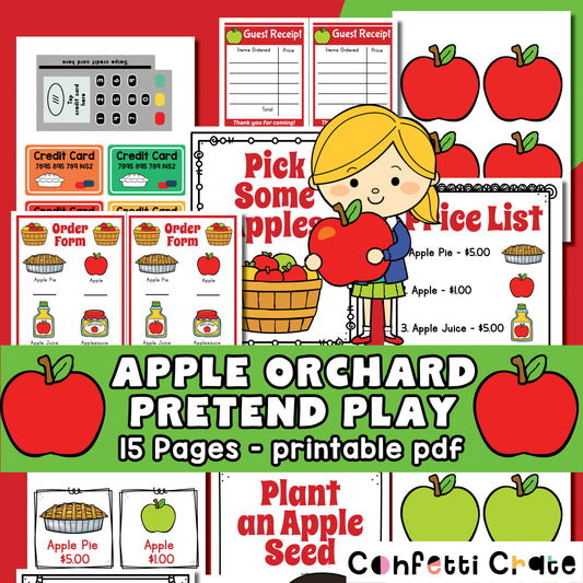 Apple orchard pretend play printables. The perfect fall dramatic play center.