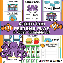 Load image into Gallery viewer, Aquarium pretend play printables for kids.
