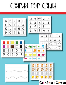 Preschool Assessment Forms with Cards for the Child  These assessment sheets assess the child’s ability with:  Letters  Shapes  Colors  Letter Sounds  Numbers  Misc. other questions. www.confetticrate.com
