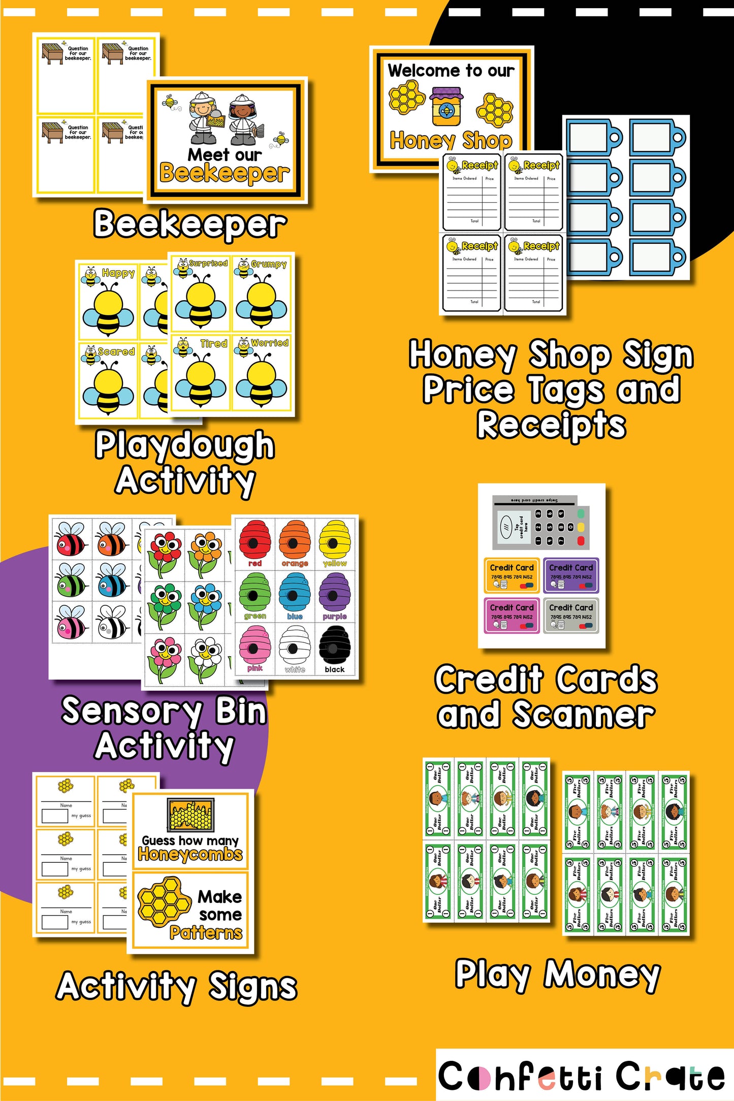 Beekeeper pretend play printables.