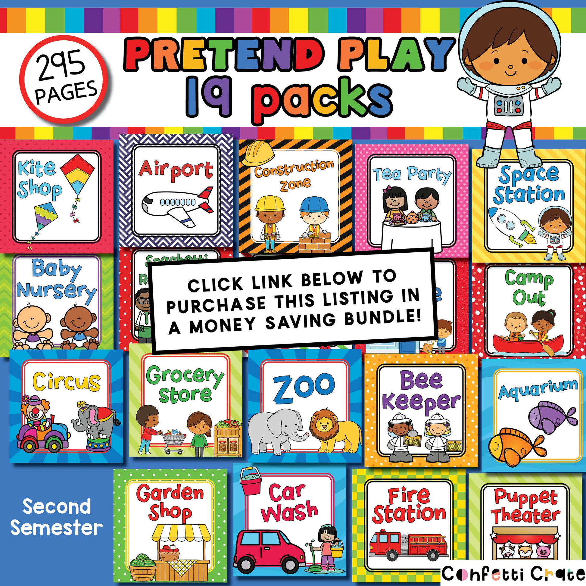 Money saving pretend play printables bundle. 