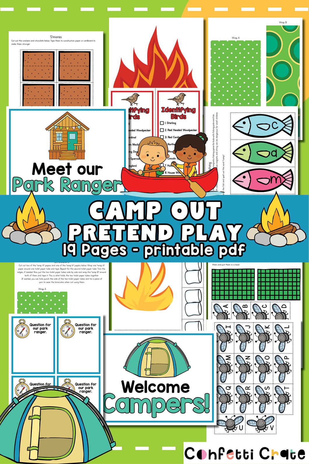 Camp out pretend play printables.