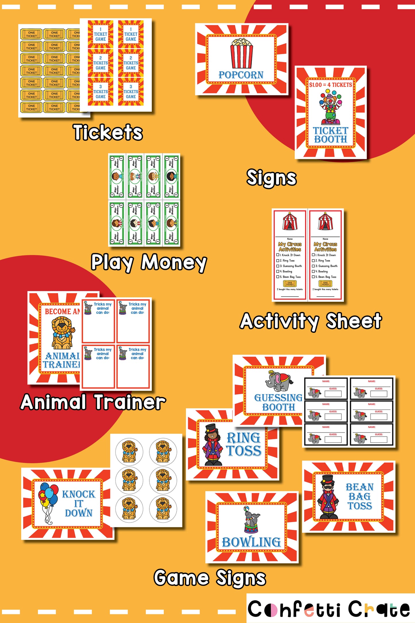 Circus pretend play printables.