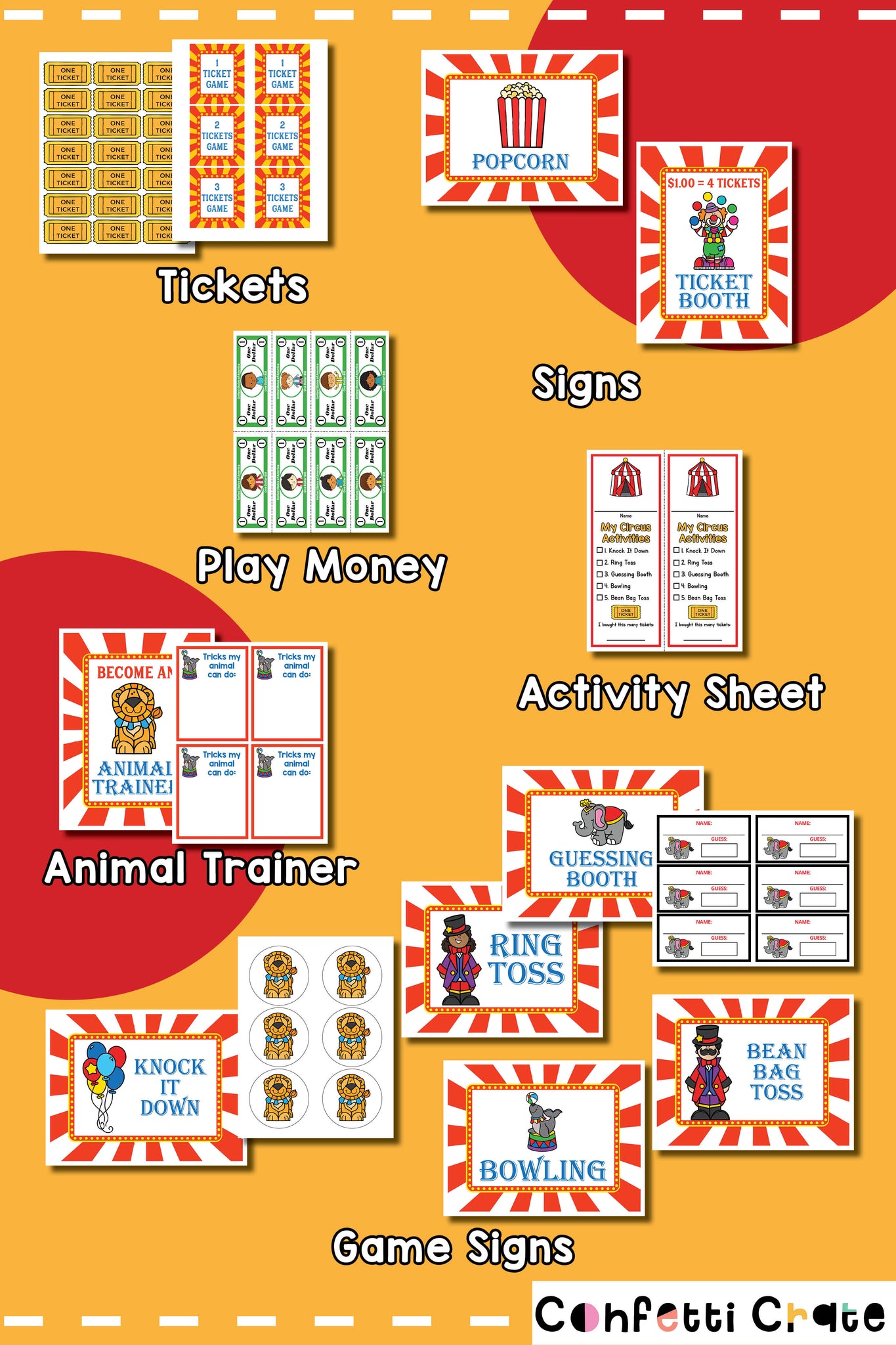 Circus Pretend Play Printable PDF Confetti Crate