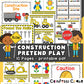 Construction pretend play printables for kids. 