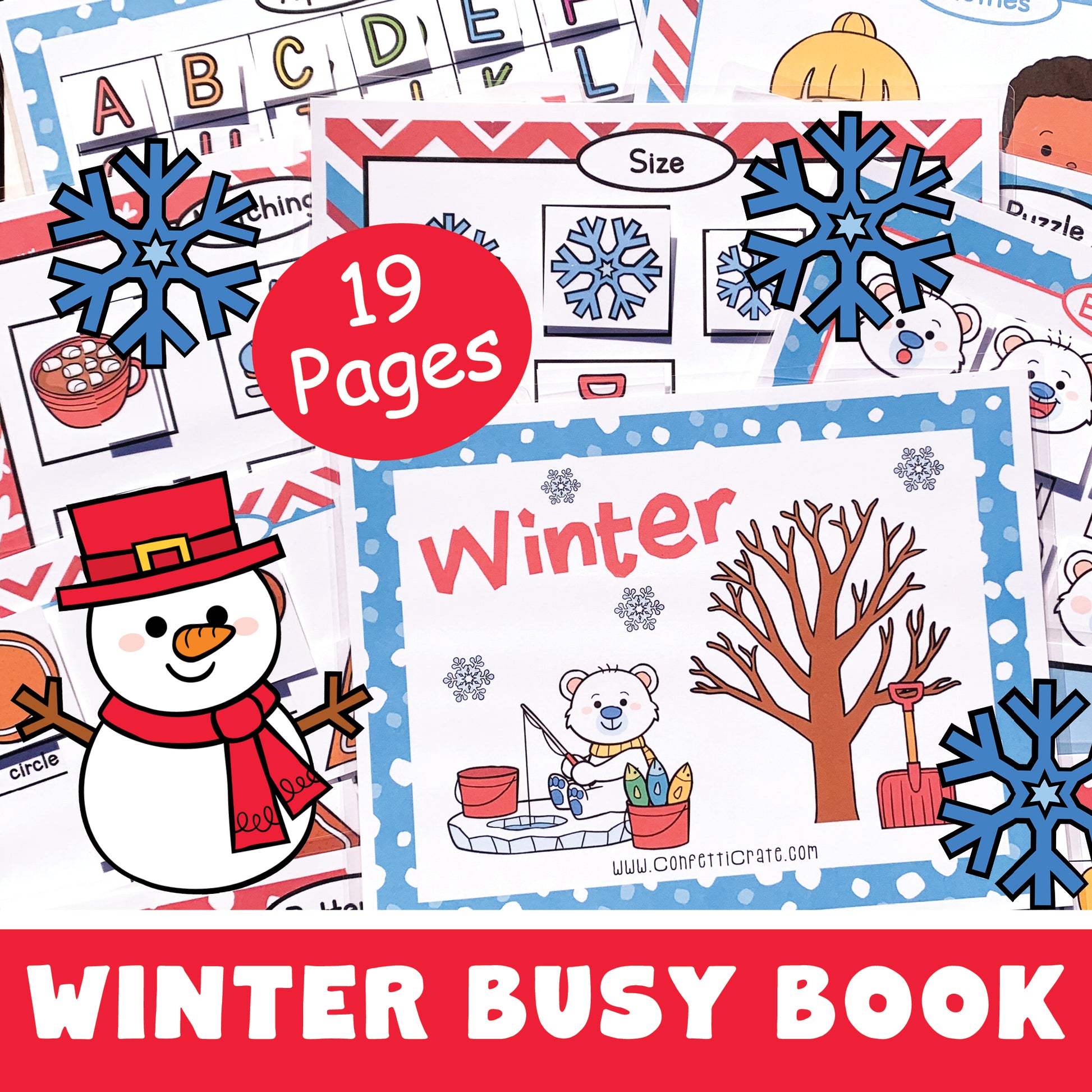 11 Preschool winter learning educational activities! This includes 19 pages.  Includes an activity for: 1. Colors 2. Emotions 3. Clothes for winter 4. Shapes 5. Alphabet 6. Patterns 7. Size 8. Puzzle 9. Tracing 10. Matching 11. Play dough mat *Winter cover page