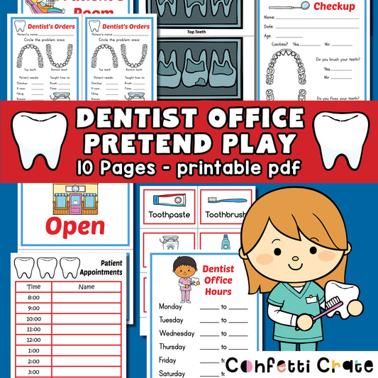 Dentist office pretend play printables.