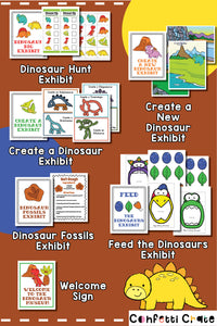Dinosaur museum pretend play printables for kids. 