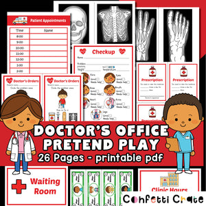 Doctor pretend play printables for kids. 