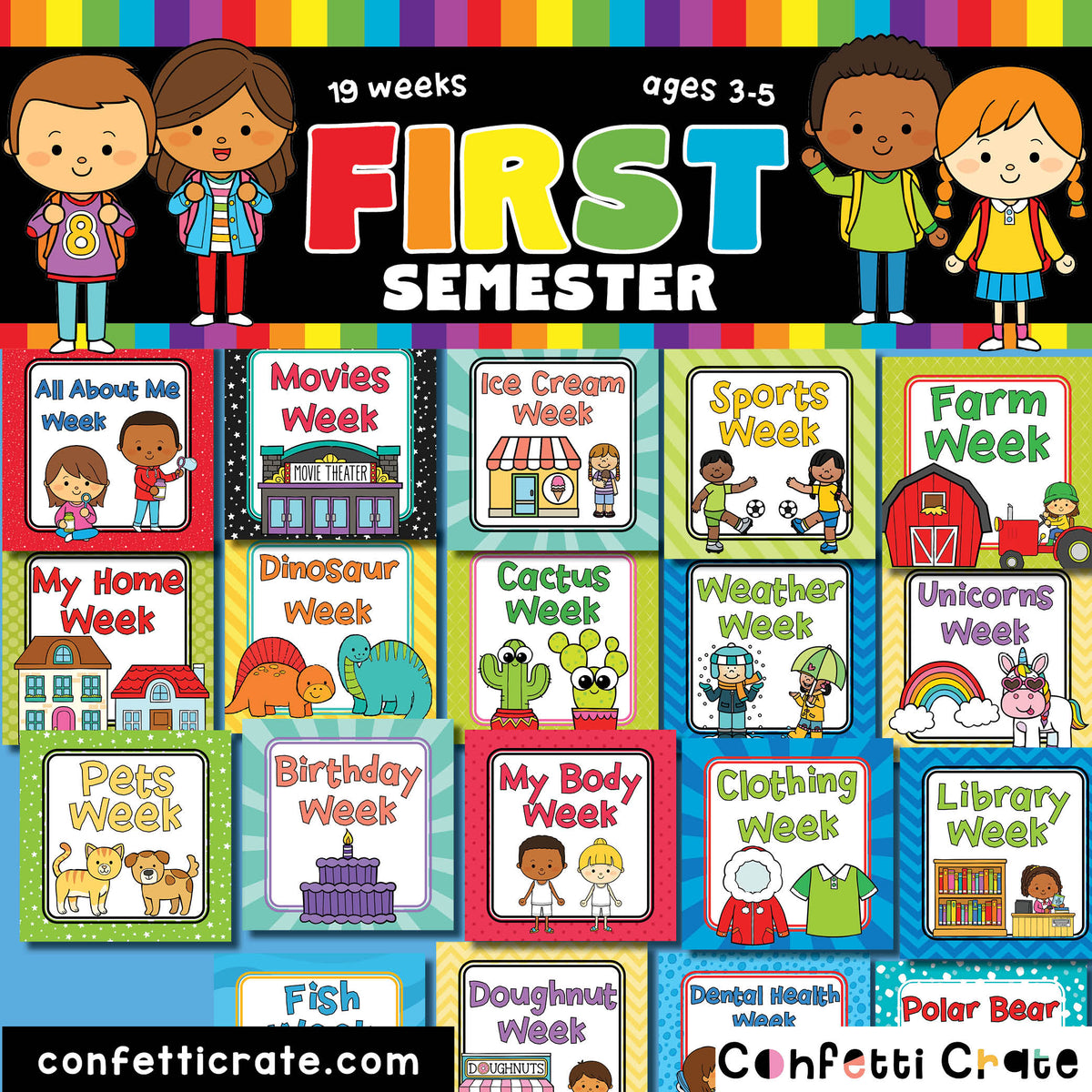 Easy Preschool Curriculum for Homeschool, First Semester - 19 weeks (p