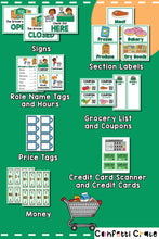 Load image into Gallery viewer, Grocery store pretend play printables for kids.
