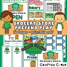 Load image into Gallery viewer, Grocery store pretend play printables for kids.
