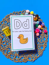 Load image into Gallery viewer, 26 printable preschool alphabet playdough mats with adorable activities on 13 printable pages.
